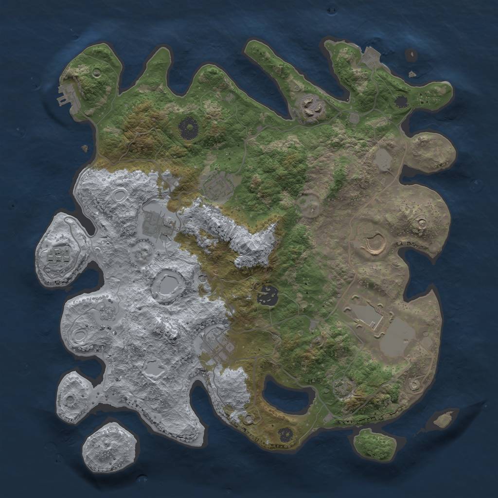 Rust Map: Procedural Map, Size: 3500, Seed: 87443, 15 Monuments