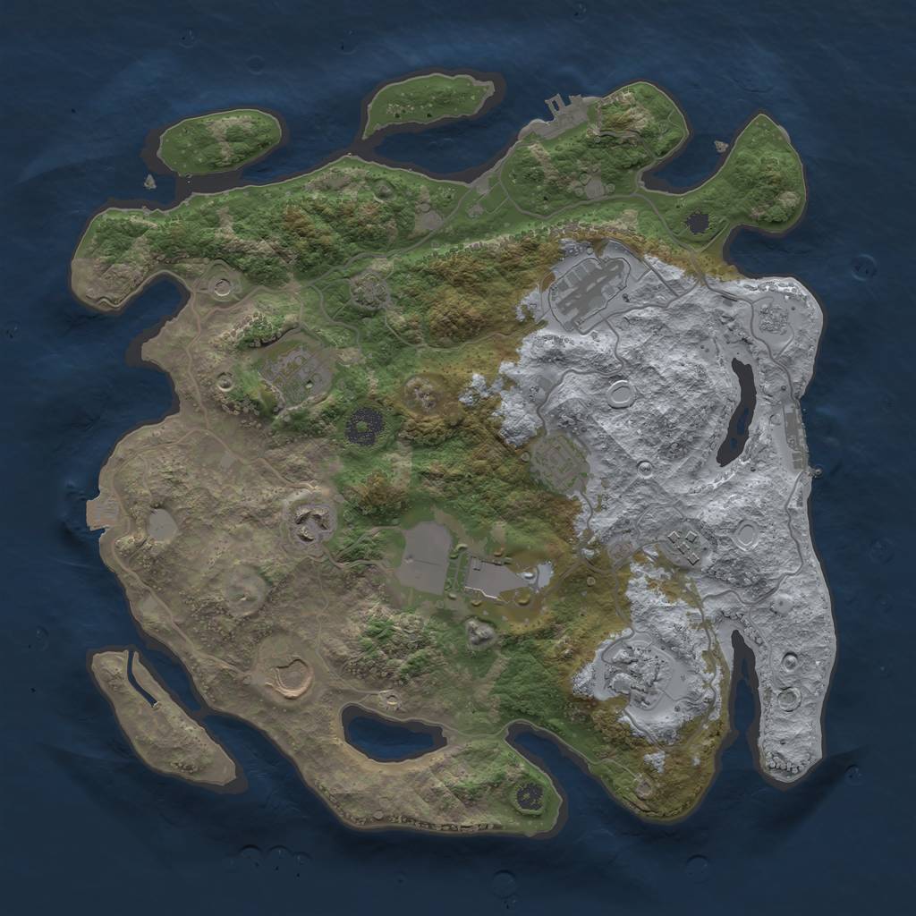 Rust Map: Procedural Map, Size: 3500, Seed: 619213932, 16 Monuments