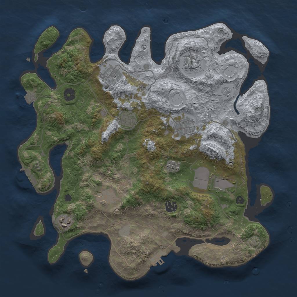 Rust Map: Procedural Map, Size: 3600, Seed: 20602, 17 Monuments