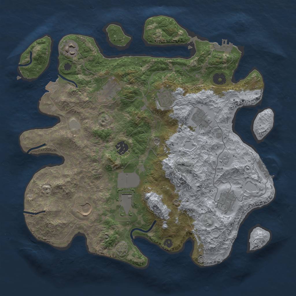 Rust Map: Procedural Map, Size: 3500, Seed: 501200660, 16 Monuments