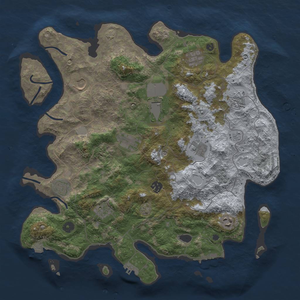Rust Map: Procedural Map, Size: 4000, Seed: 84313, 19 Monuments