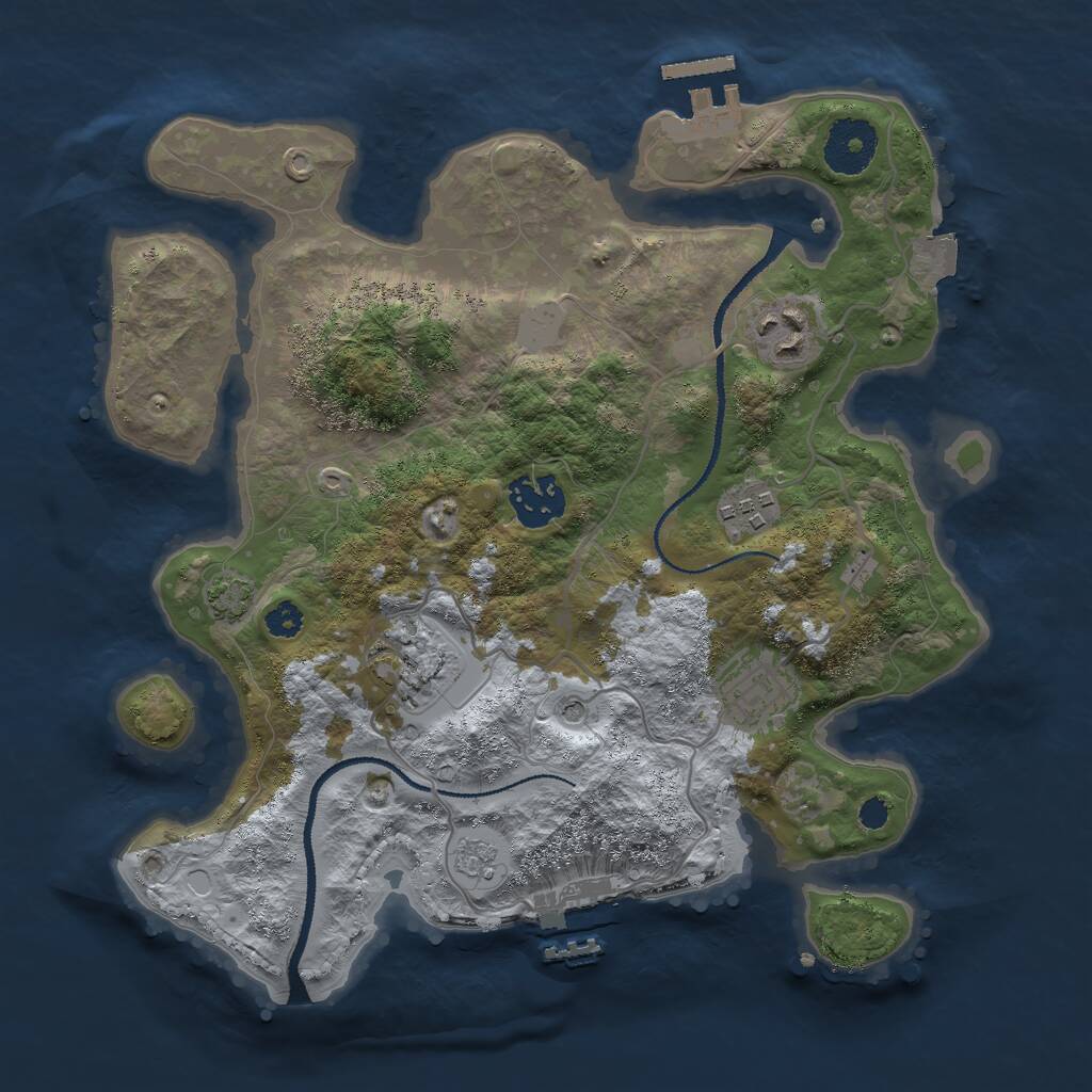 Rust Map: Procedural Map, Size: 3000, Seed: 428573, 11 Monuments