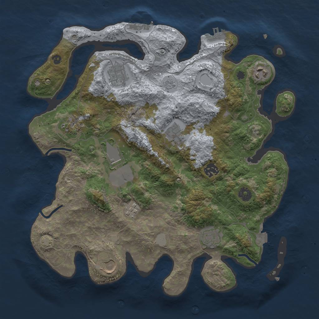 Rust Map: Procedural Map, Size: 3500, Seed: 12299534, 16 Monuments