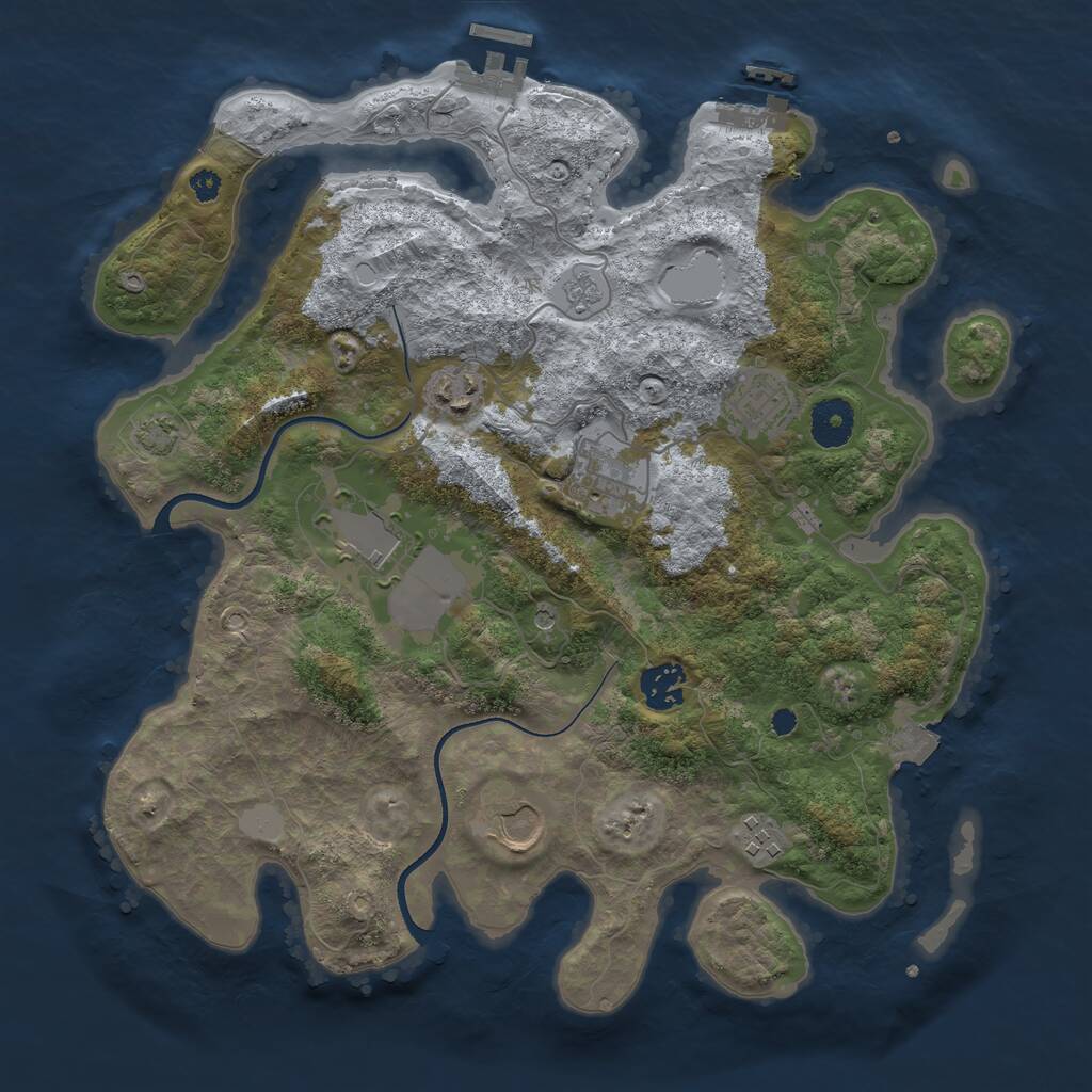 Rust Map: Procedural Map, Size: 3500, Seed: 12299534, 13 Monuments