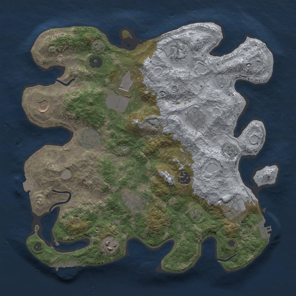 Rust Map: Procedural Map, Size: 3500, Seed: 123447132, 18 Monuments