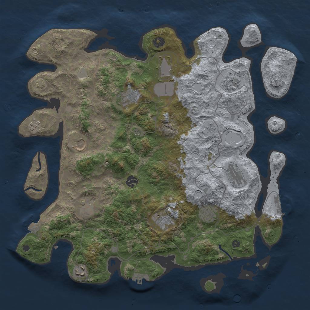 Rust Map: Procedural Map, Size: 4000, Seed: 5934, 19 Monuments