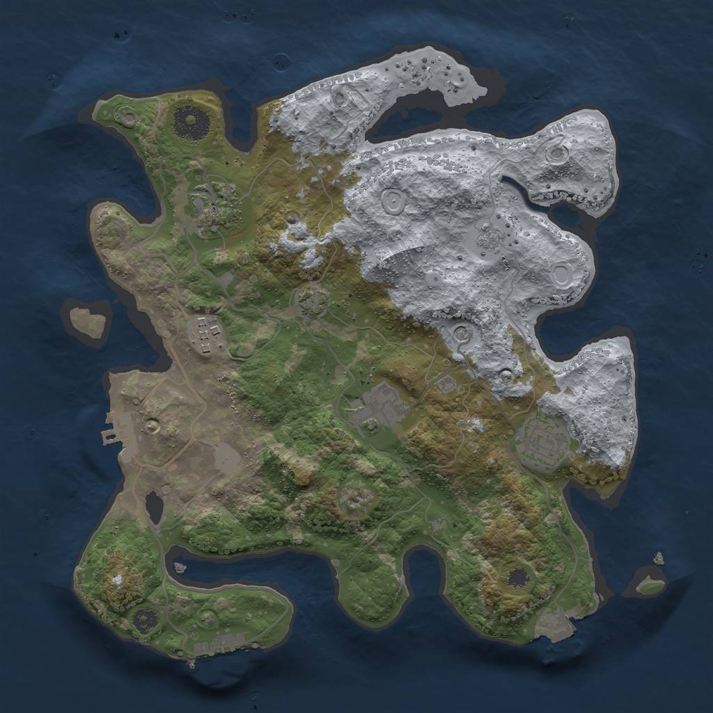 Rust Map: Procedural Map, Size: 3000, Seed: 22873, 12 Monuments