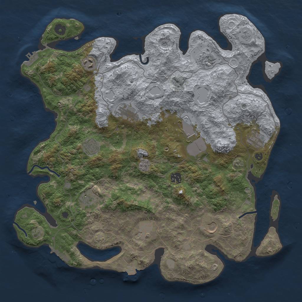 Rust Map: Procedural Map, Size: 4000, Seed: 1983705389, 19 Monuments