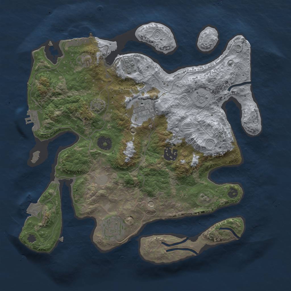 Rust Map: Procedural Map, Size: 3000, Seed: 1182219138, 12 Monuments
