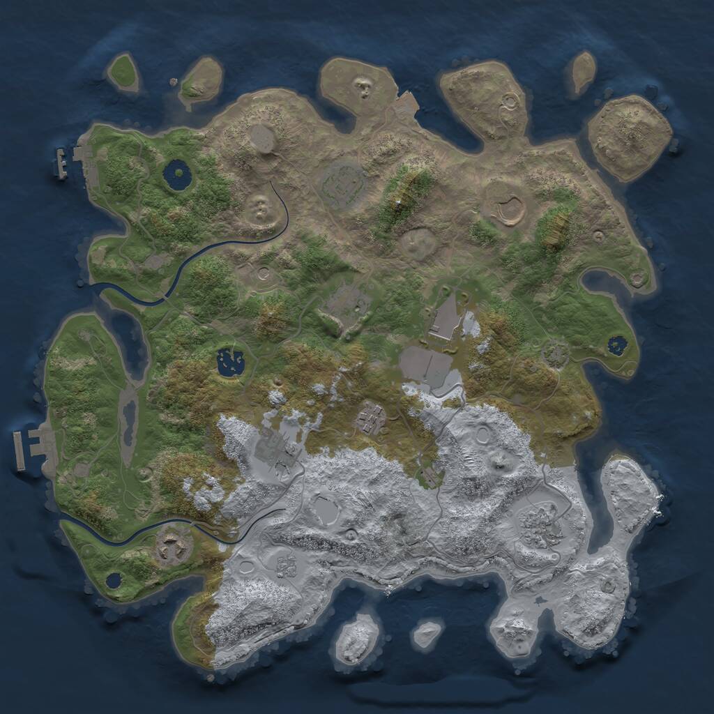 Rust Map: Procedural Map, Size: 3700, Seed: 2039553150, 15 Monuments