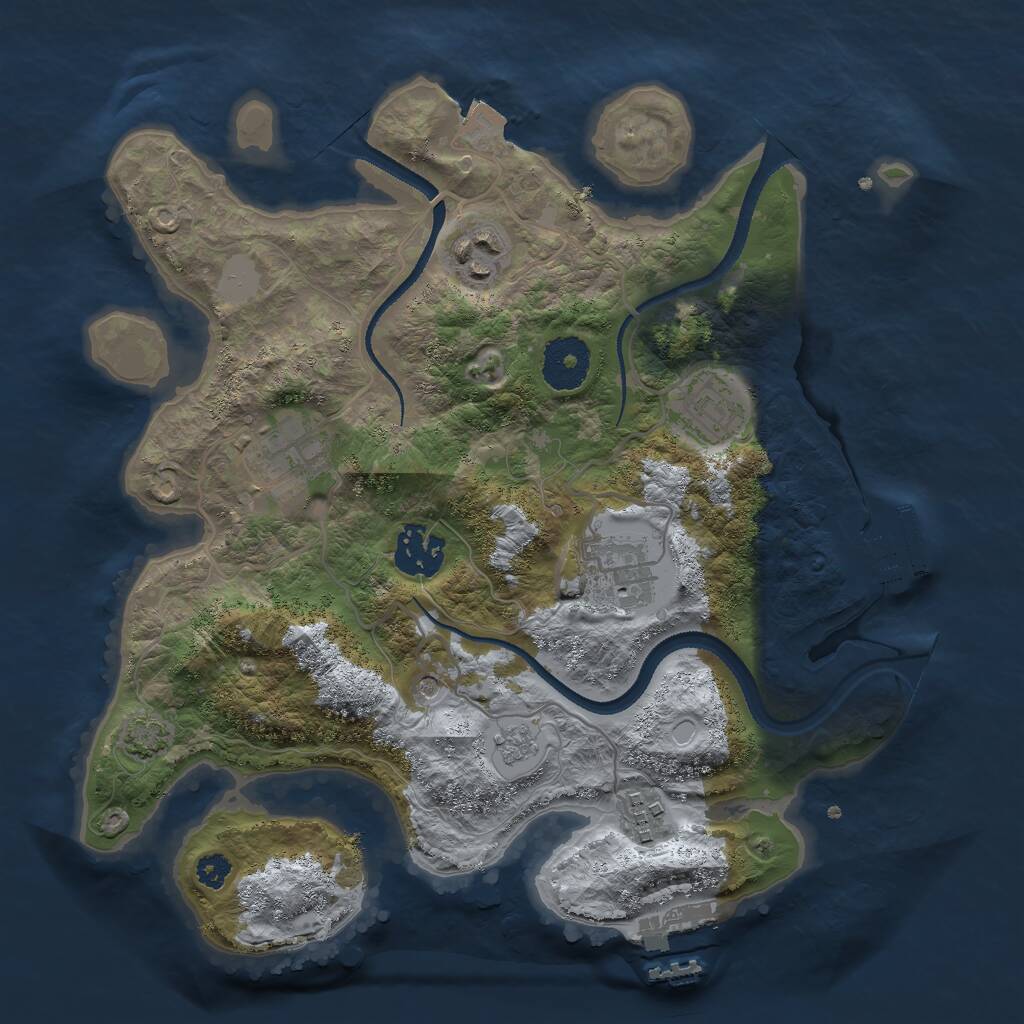 Rust Map: Procedural Map, Size: 3000, Seed: 1145101473, 12 Monuments