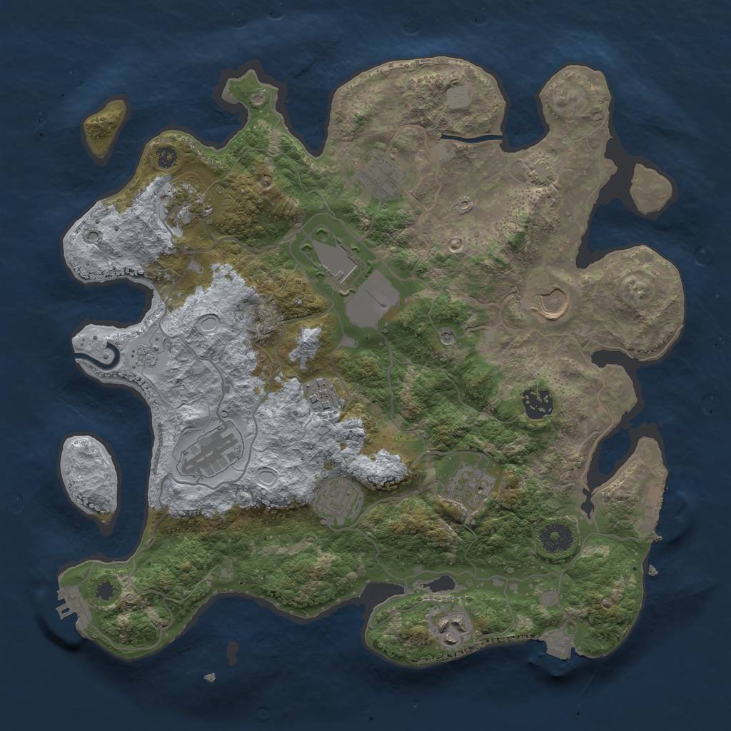 Rust Map: Procedural Map, Size: 3500, Seed: 968317910, 18 Monuments