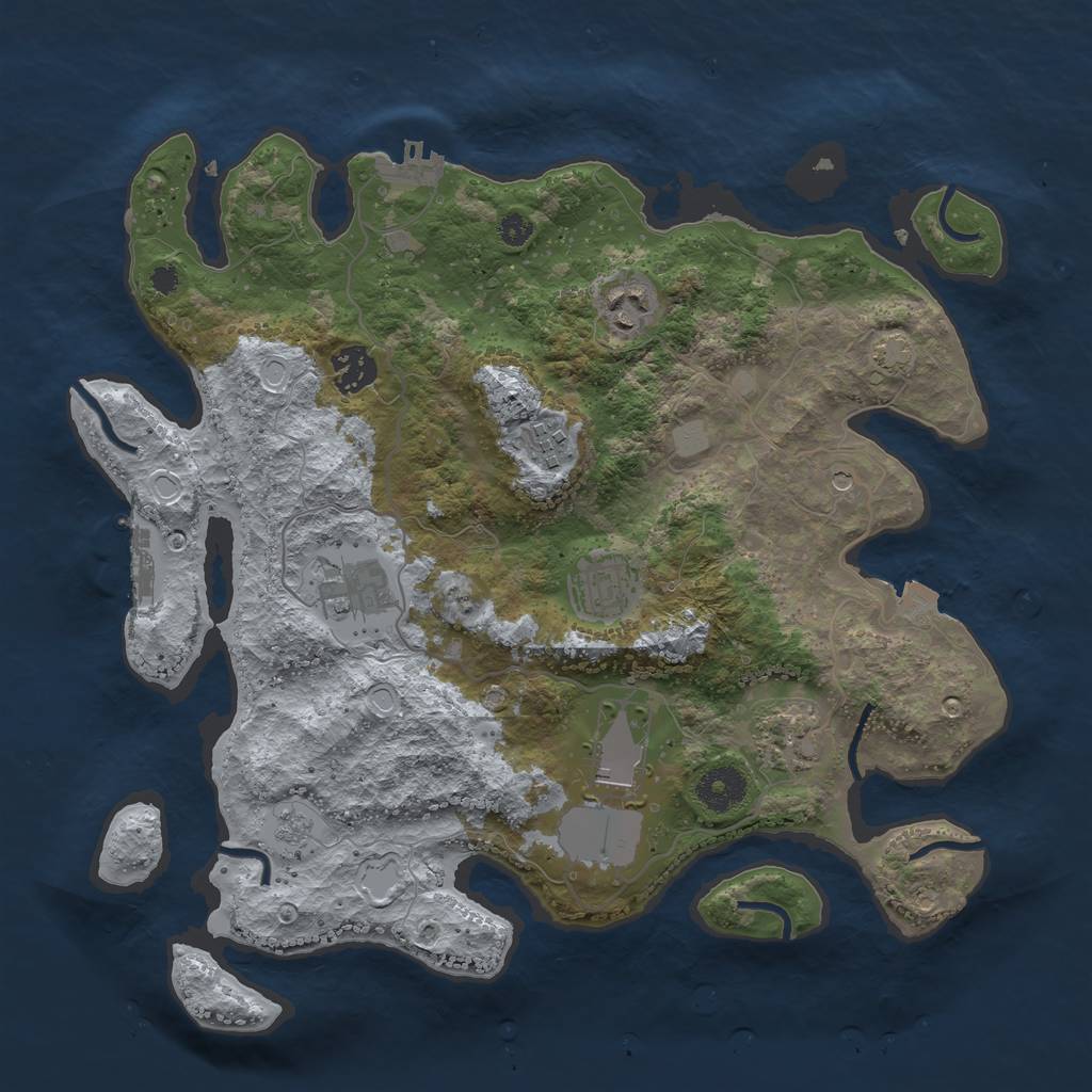 Rust Map: Procedural Map, Size: 3500, Seed: 230984008, 15 Monuments