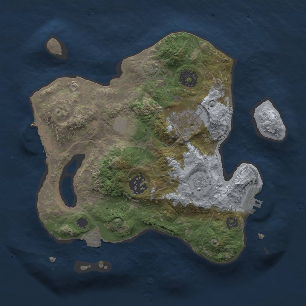 Rust Map: Procedural Map, Size: 2500, Seed: 63321, 9 Monuments