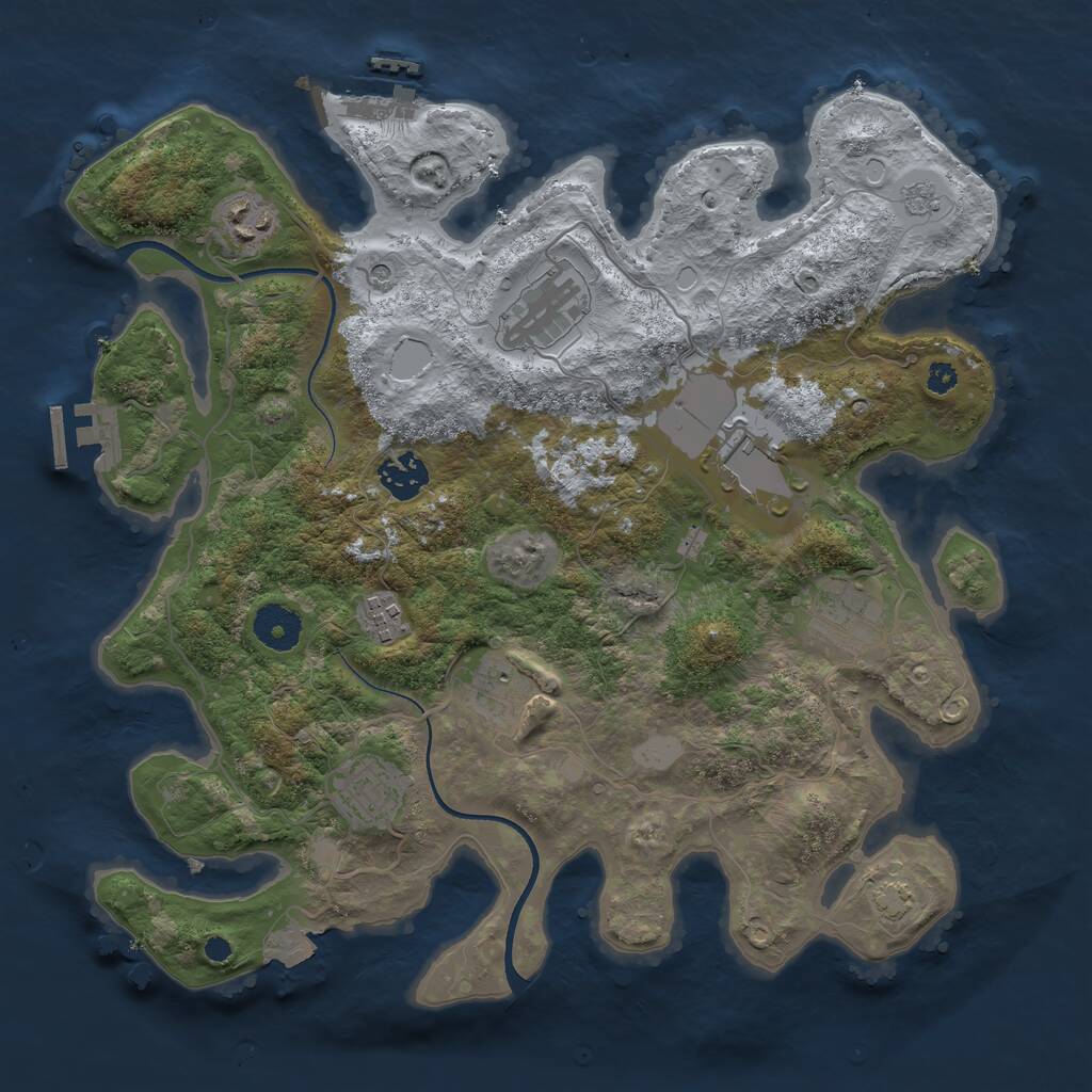 Rust Map: Procedural Map, Size: 3500, Seed: 985268165, 14 Monuments