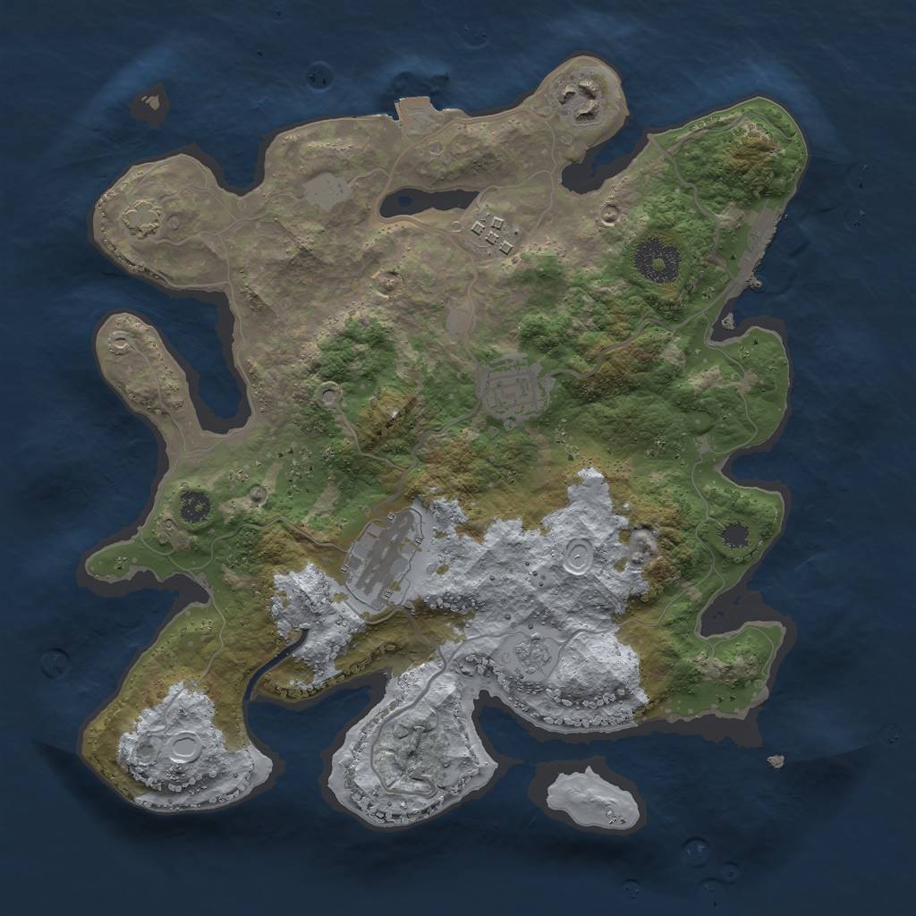 Rust Map: Procedural Map, Size: 3000, Seed: 1831481956, 10 Monuments