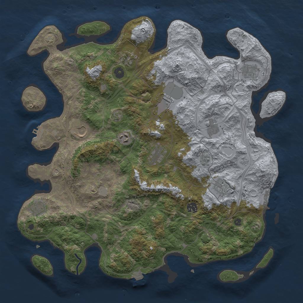 Rust Map: Procedural Map, Size: 4250, Seed: 1034724089, 19 Monuments