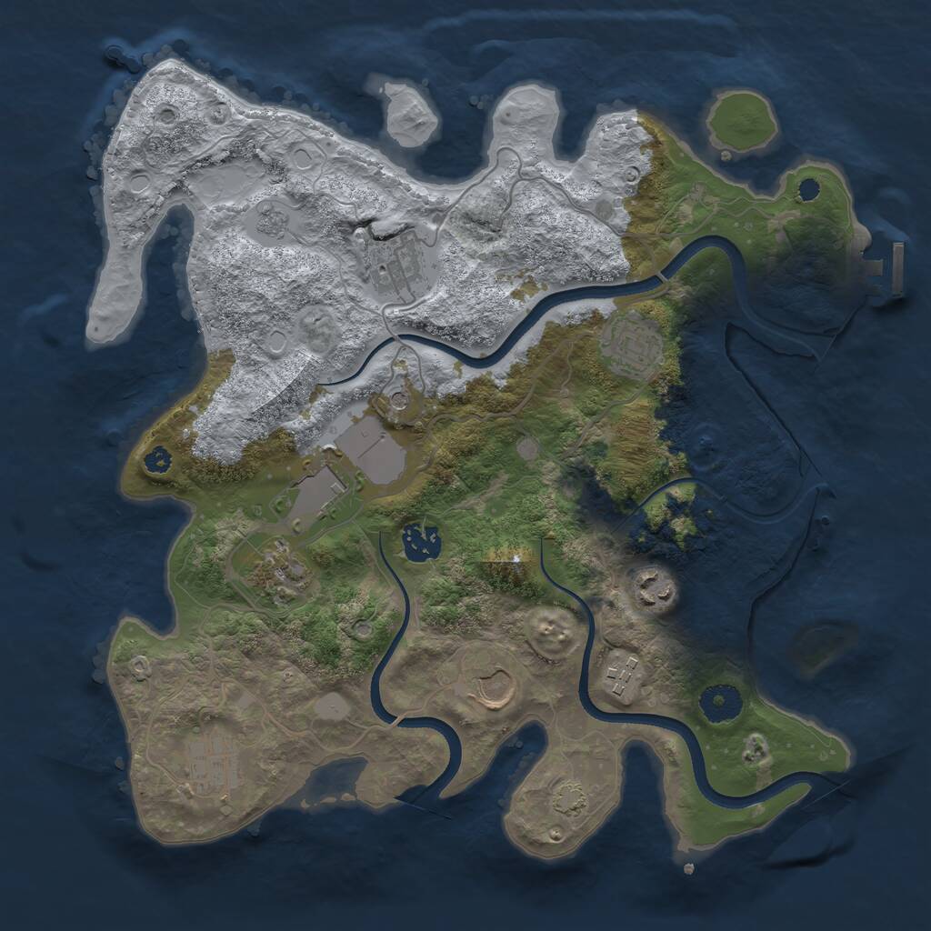 Rust Map: Procedural Map, Size: 3500, Seed: 615877076, 14 Monuments