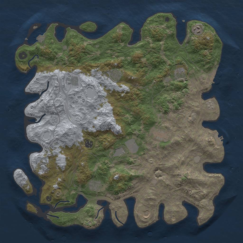 Rust Map: Procedural Map, Size: 4500, Seed: 1147444117, 19 Monuments