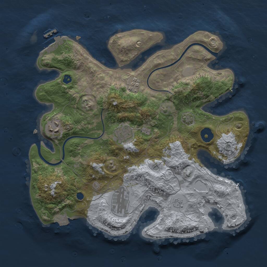 Rust Map: Procedural Map, Size: 3000, Seed: 472283086, 9 Monuments