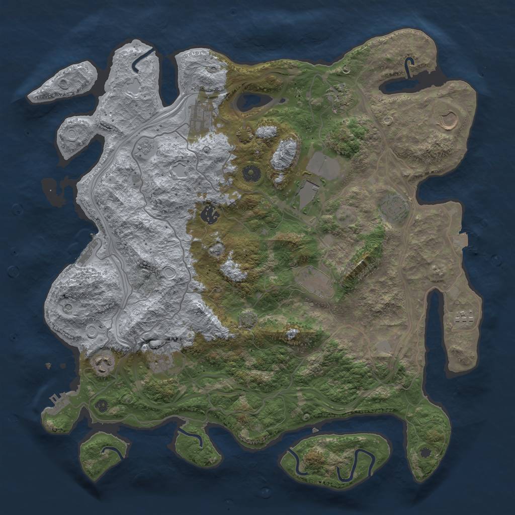 Rust Map: Procedural Map, Size: 4250, Seed: 30758, 18 Monuments