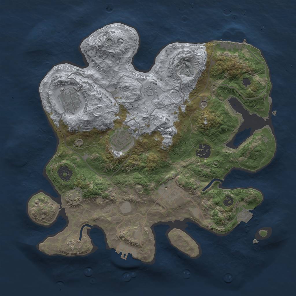 Rust Map: Procedural Map, Size: 3000, Seed: 13865, 12 Monuments