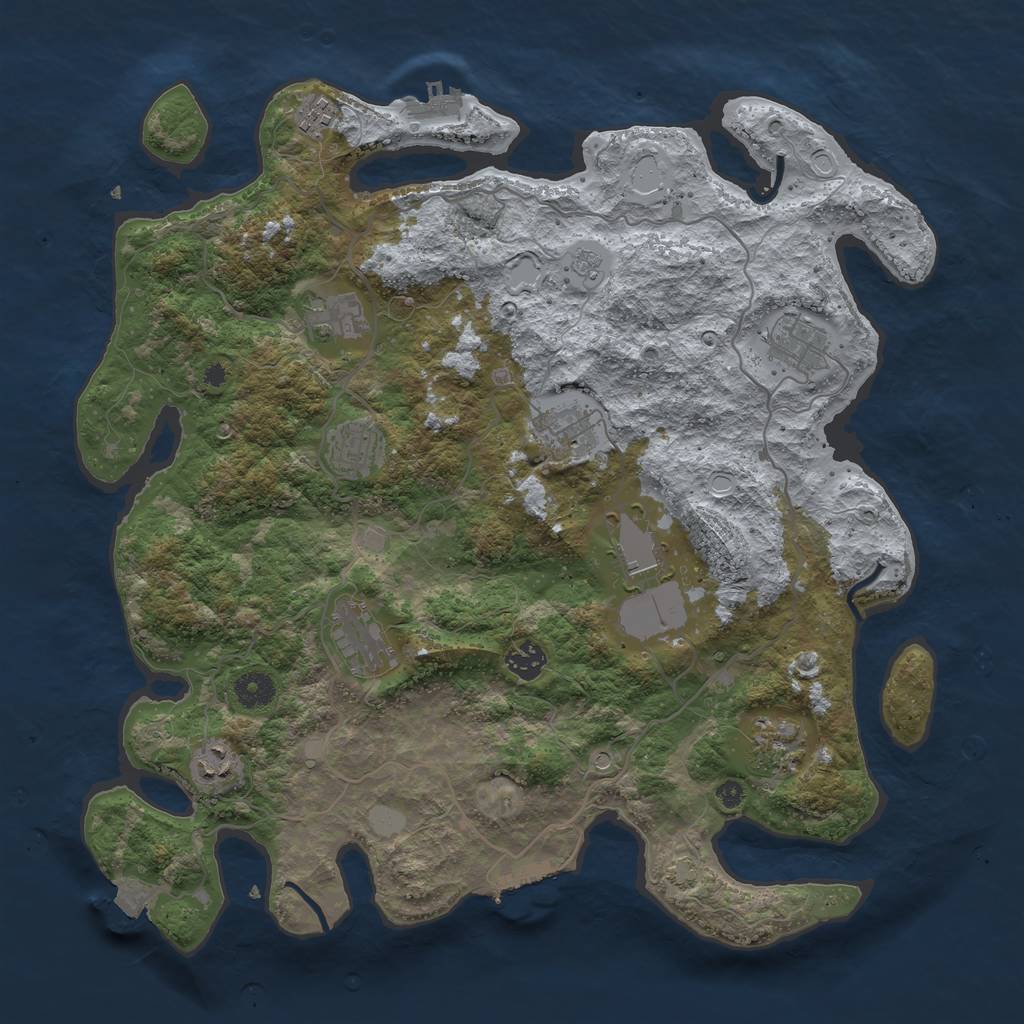 Rust Map: Procedural Map, Size: 4000, Seed: 332935617, 18 Monuments