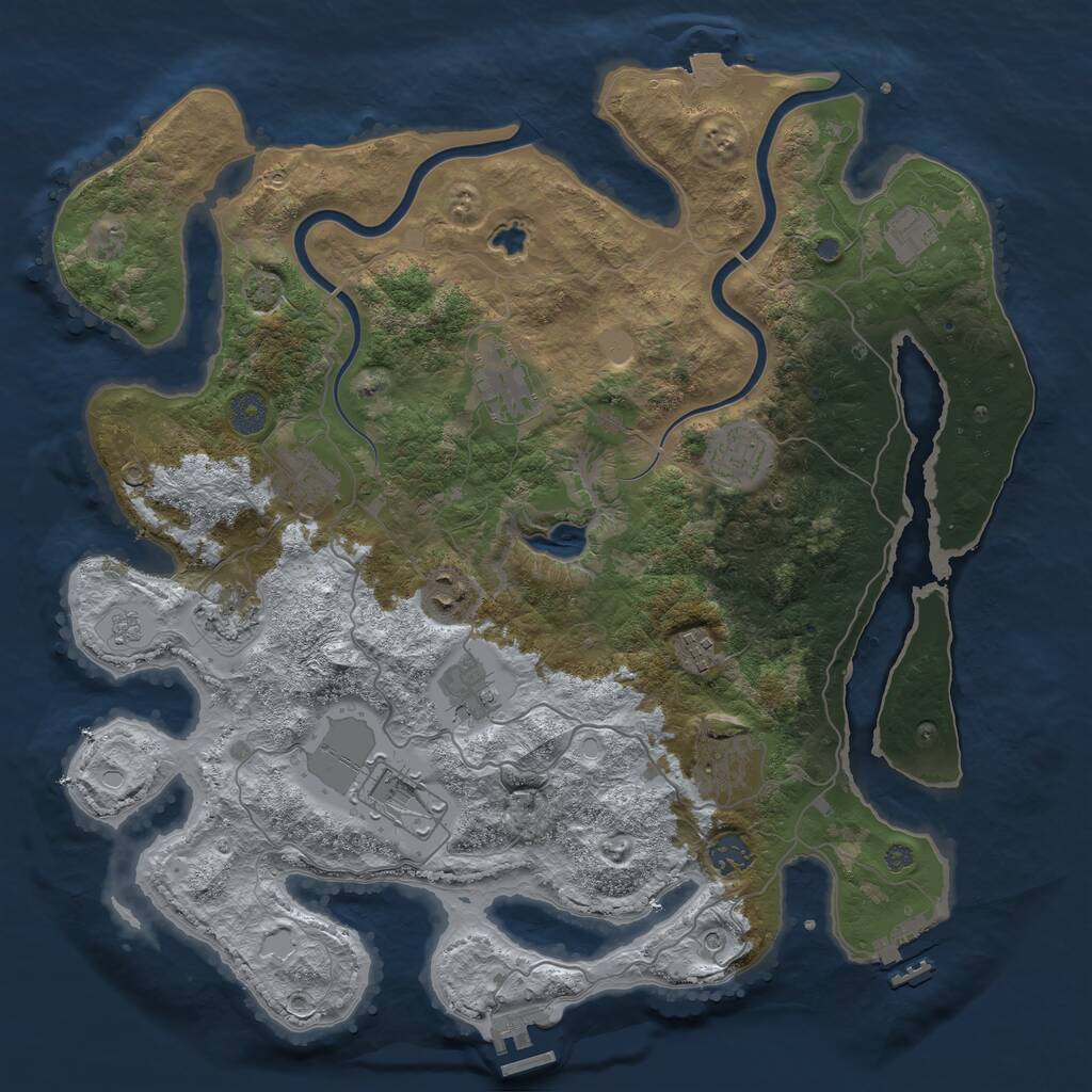 Rust Map: Procedural Map, Size: 4000, Seed: 19930819, 18 Monuments