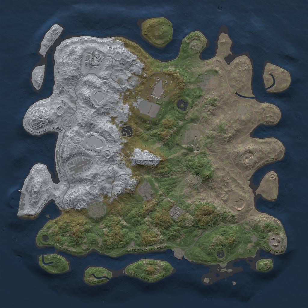 Rust Map: Procedural Map, Size: 4000, Seed: 1630847878, 18 Monuments