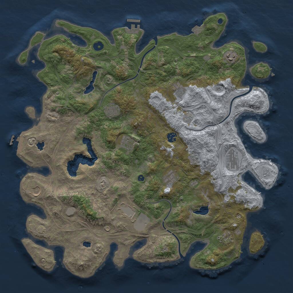 Rust Map: Procedural Map, Size: 4500, Seed: 642509029, 17 Monuments