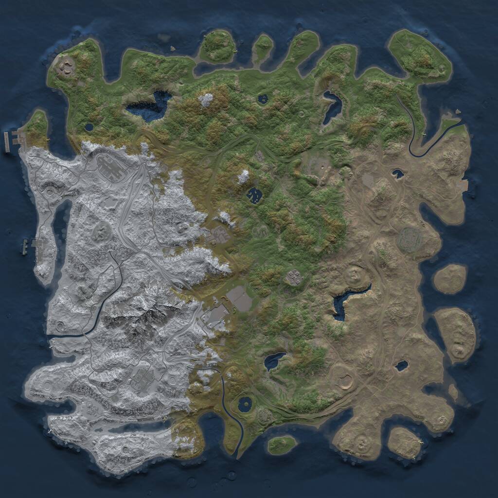 Rust Map: Procedural Map, Size: 5000, Seed: 3816342, 16 Monuments