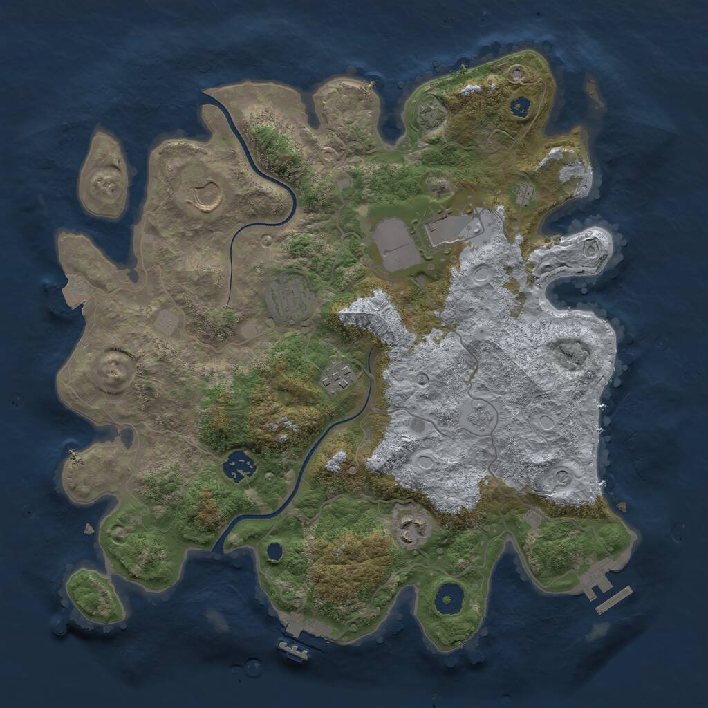 Rust Map: Procedural Map, Size: 3500, Seed: 755869531, 12 Monuments