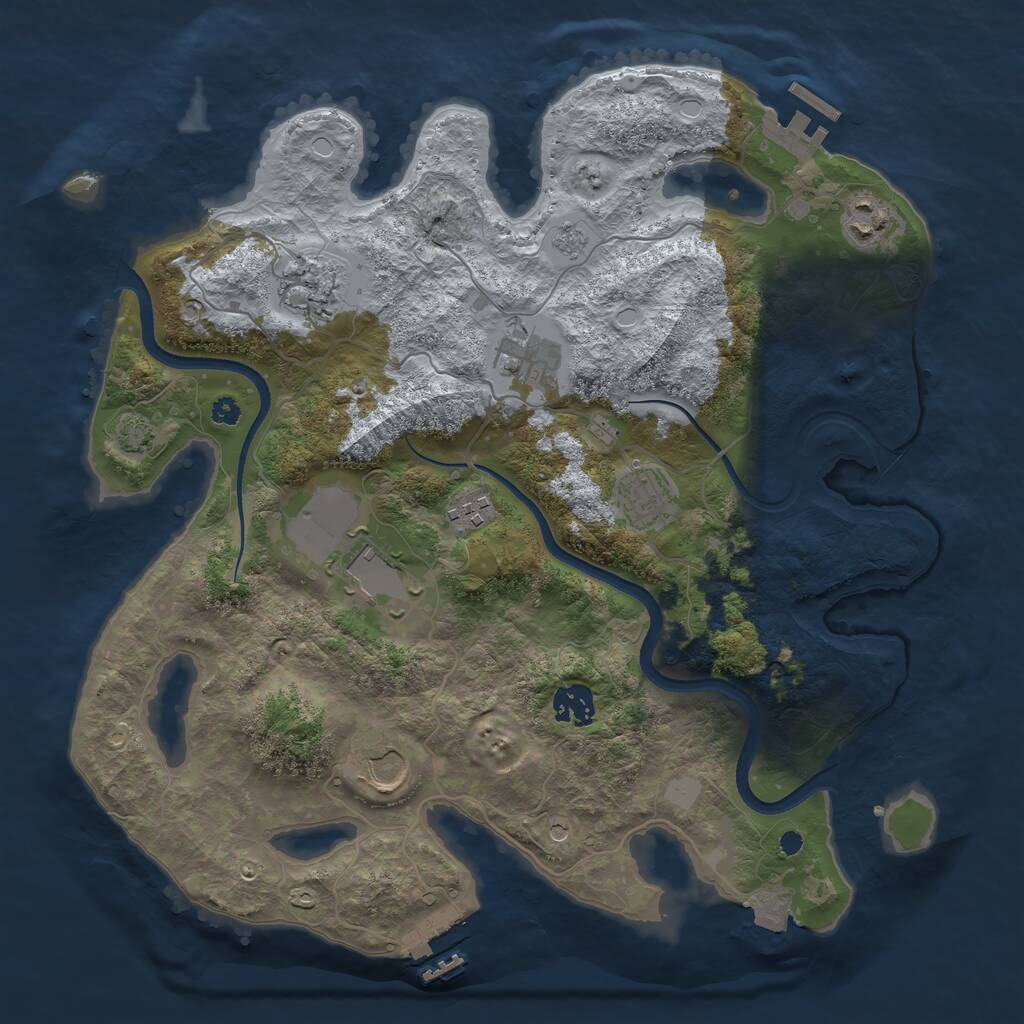Rust Map: Procedural Map, Size: 3600, Seed: 86393395, 14 Monuments