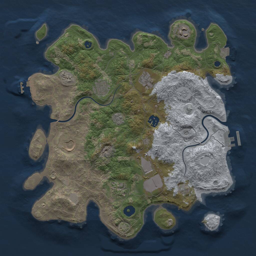 Rust Map: Procedural Map, Size: 3500, Seed: 1749859776, 14 Monuments