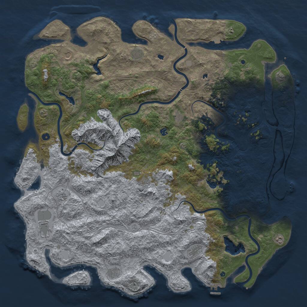 Rust Map: Procedural Map, Size: 6000, Seed: 37637751, 17 Monuments