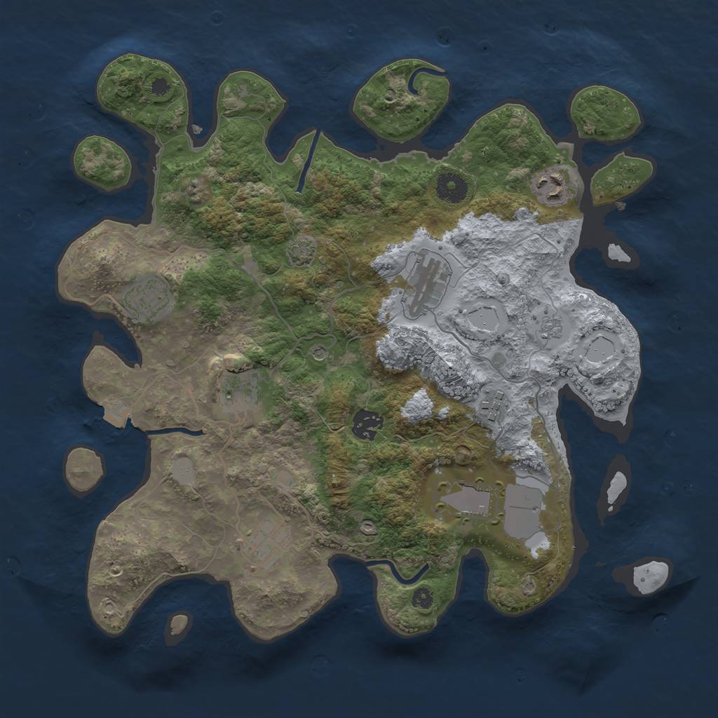 Rust Map: Procedural Map, Size: 3500, Seed: 6395526, 14 Monuments