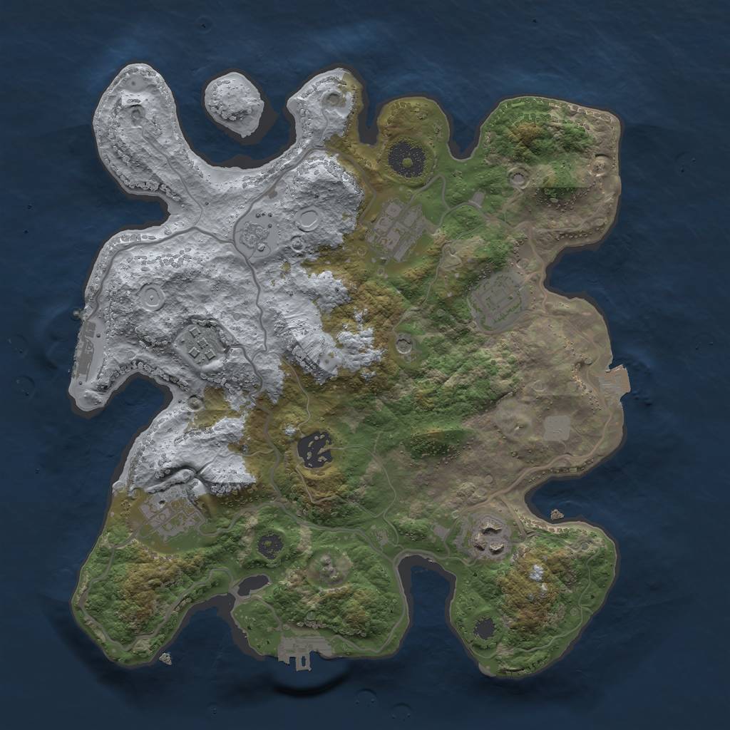 Rust Map: Procedural Map, Size: 3000, Seed: 1954032042, 13 Monuments