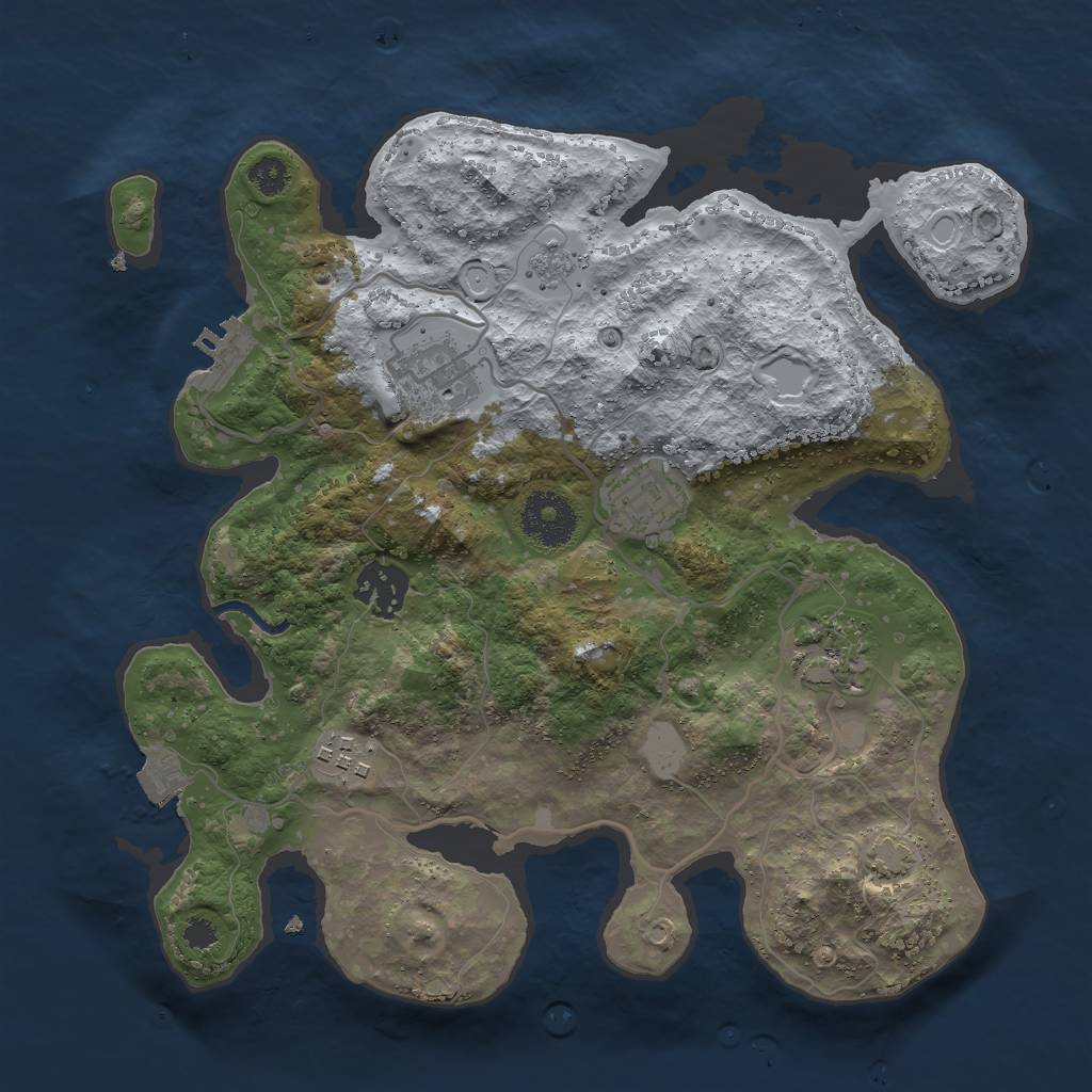 Rust Map: Procedural Map, Size: 3000, Seed: 1750279697, 11 Monuments