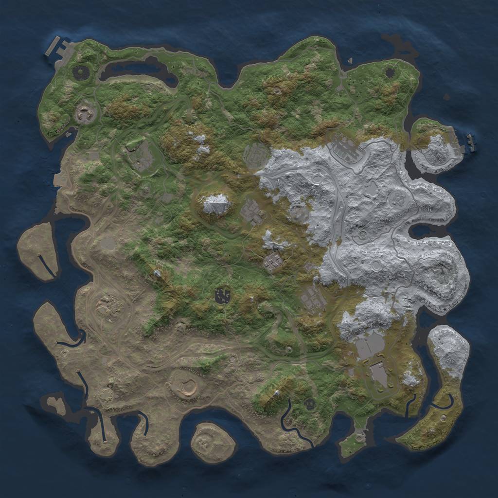 Rust Map: Procedural Map, Size: 4500, Seed: 132159673, 19 Monuments