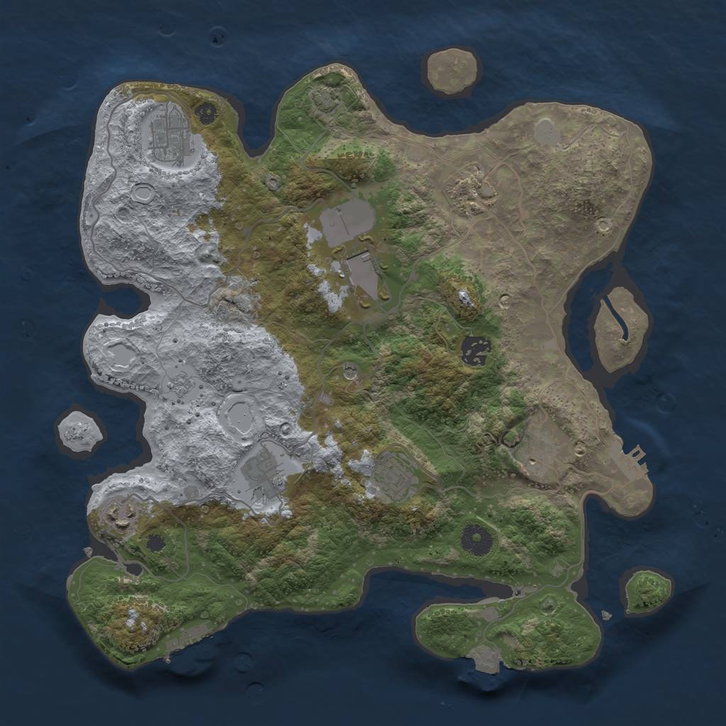 Rust Map: Procedural Map, Size: 3500, Seed: 788090457, 16 Monuments