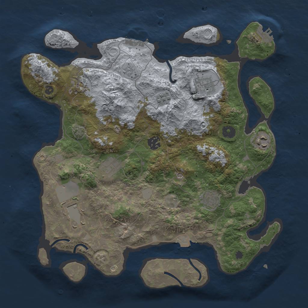 Rust Map: Procedural Map, Size: 3500, Seed: 15762, 16 Monuments