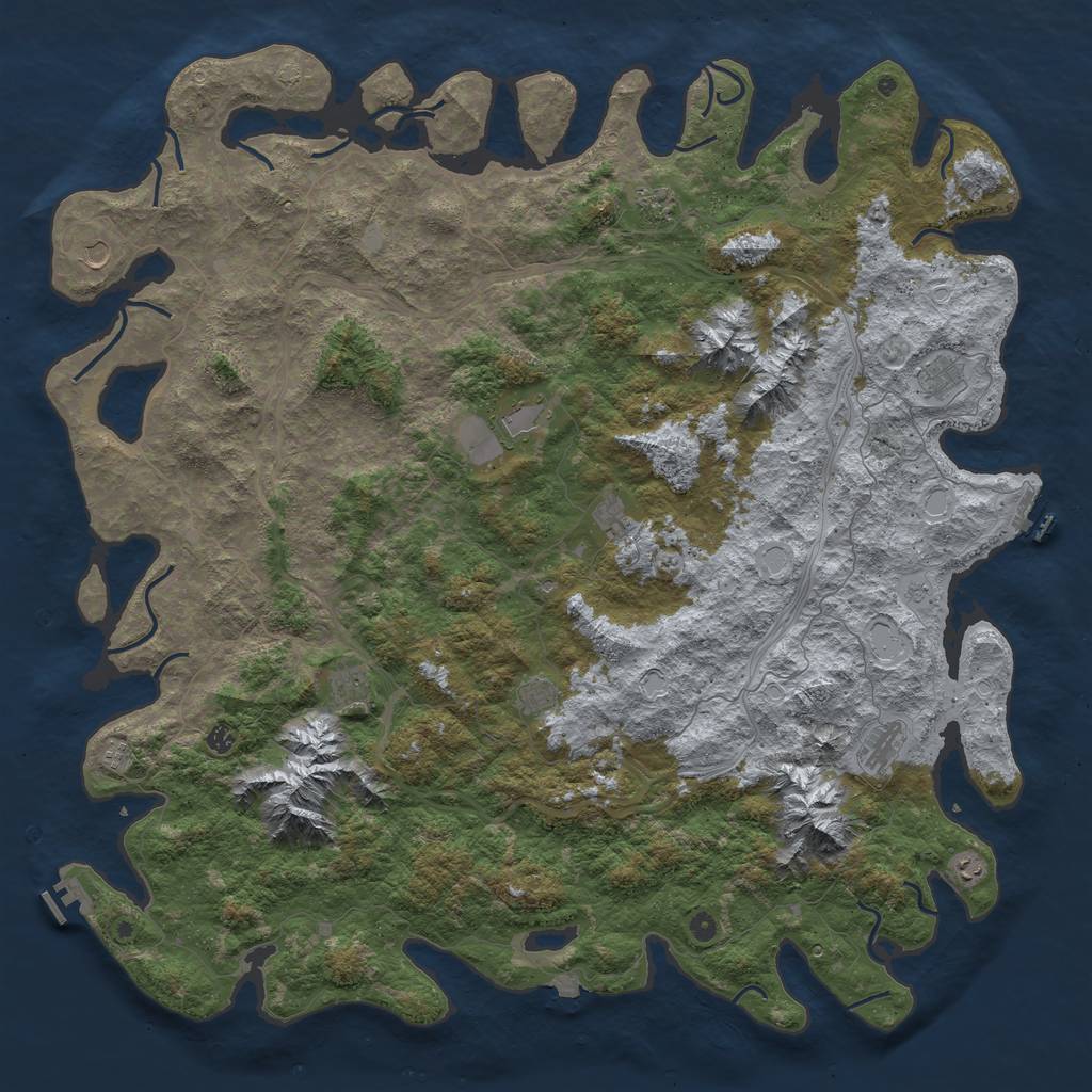 Rust Map: Procedural Map, Size: 6000, Seed: 197291175, 19 Monuments