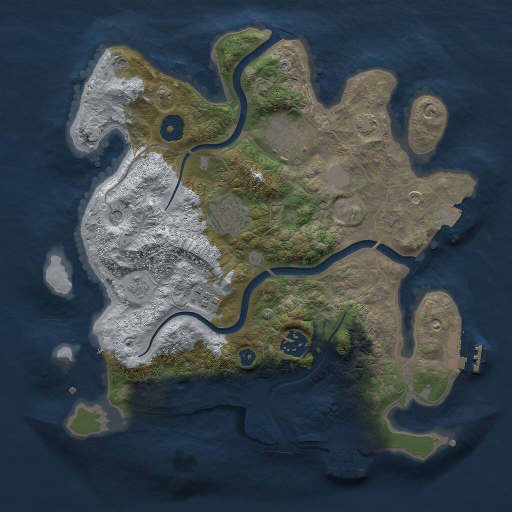 Rust Map: Procedural Map, Size: 3000, Seed: 16136, 10 Monuments