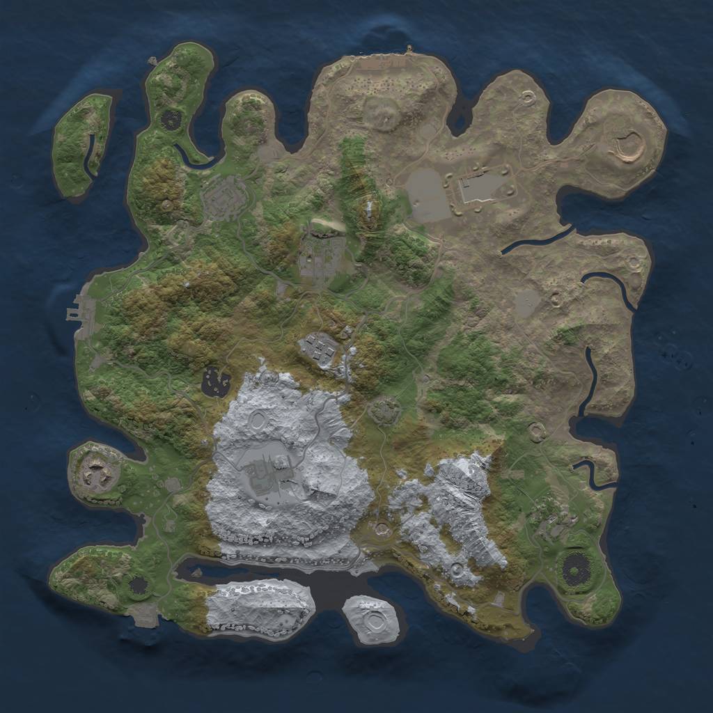 Rust Map: Procedural Map, Size: 3500, Seed: 855376338, 16 Monuments