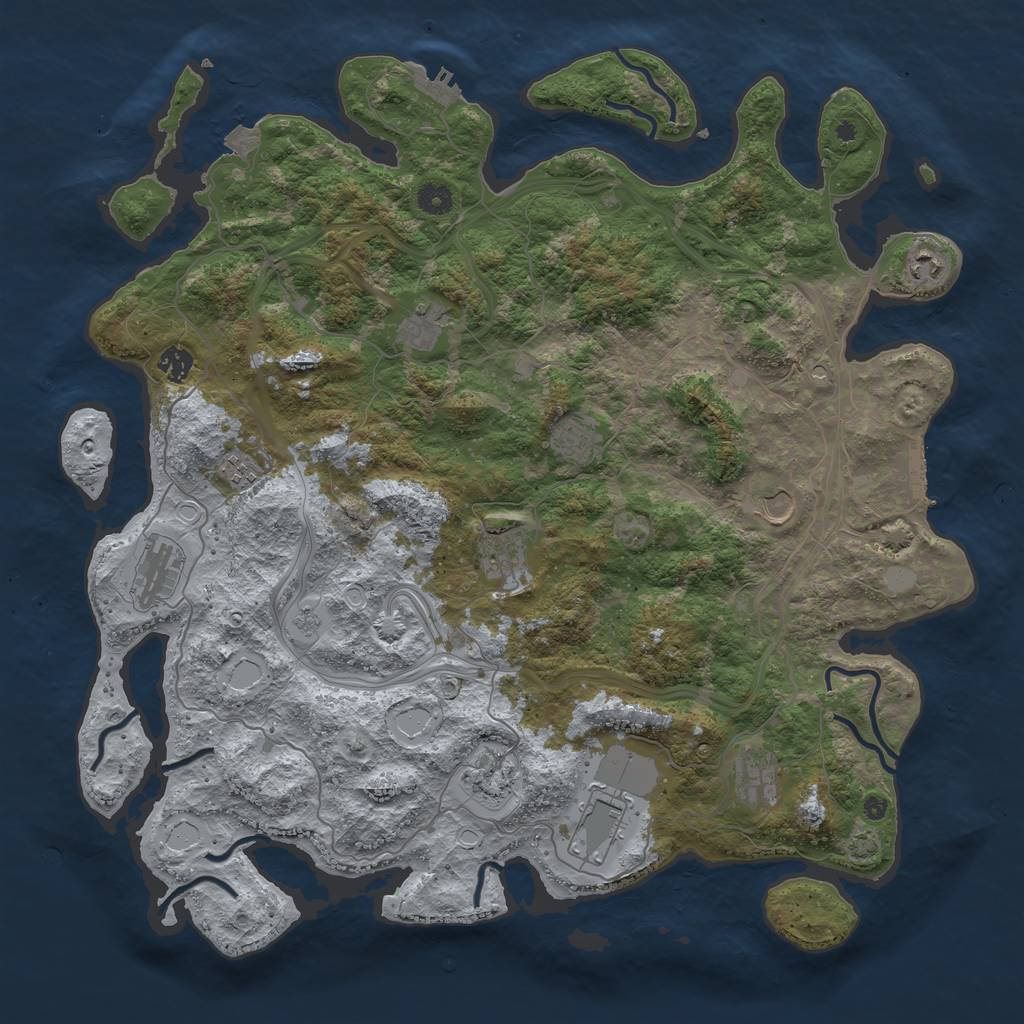 Rust Map: Procedural Map, Size: 4500, Seed: 528824831, 19 Monuments