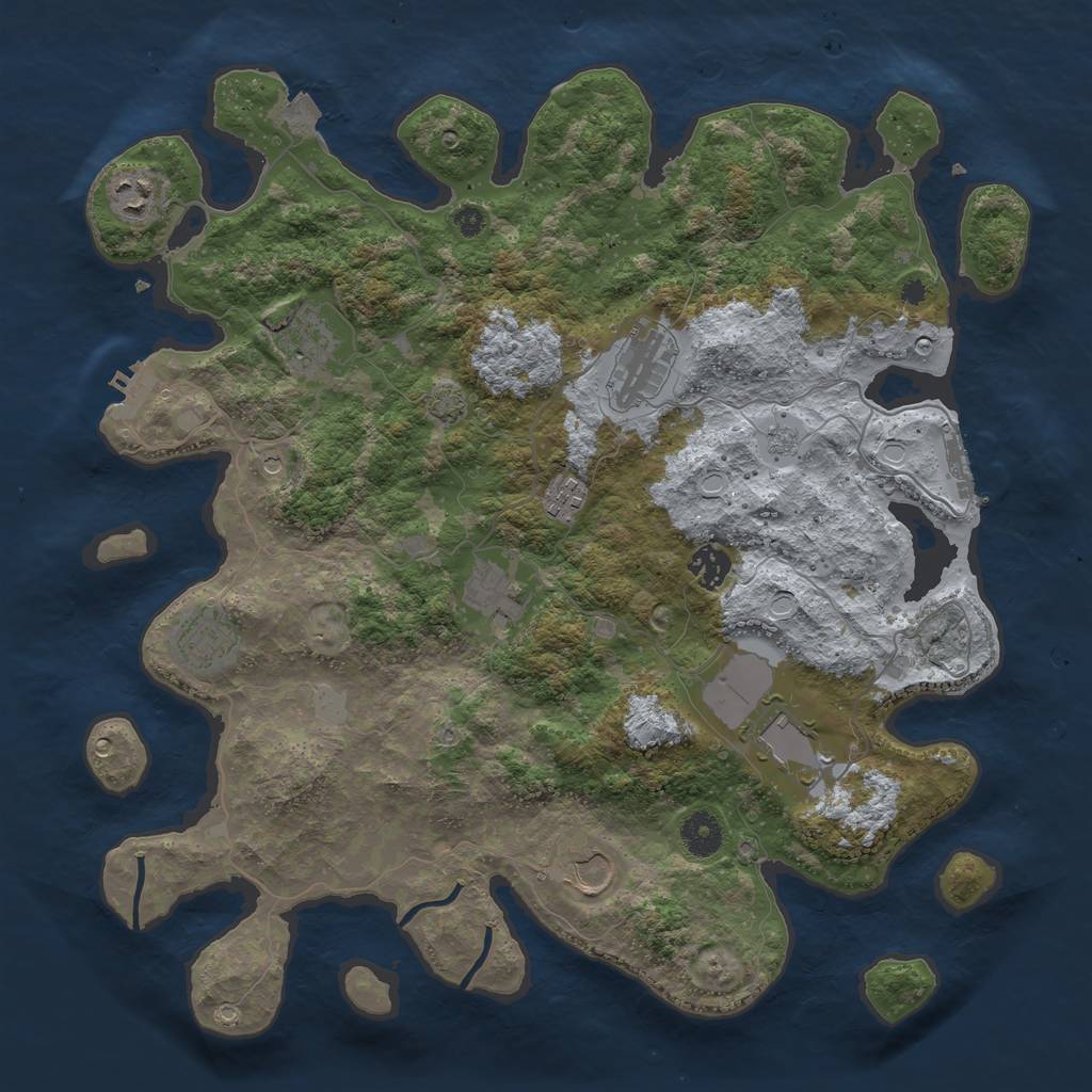 Rust Map: Procedural Map, Size: 3900, Seed: 101081854, 17 Monuments