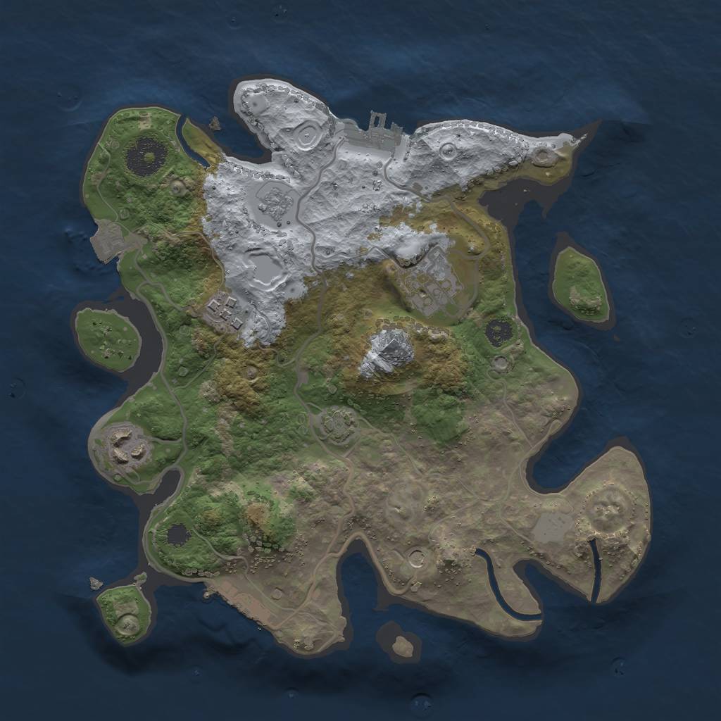 Rust Map: Procedural Map, Size: 2750, Seed: 1393843742, 11 Monuments