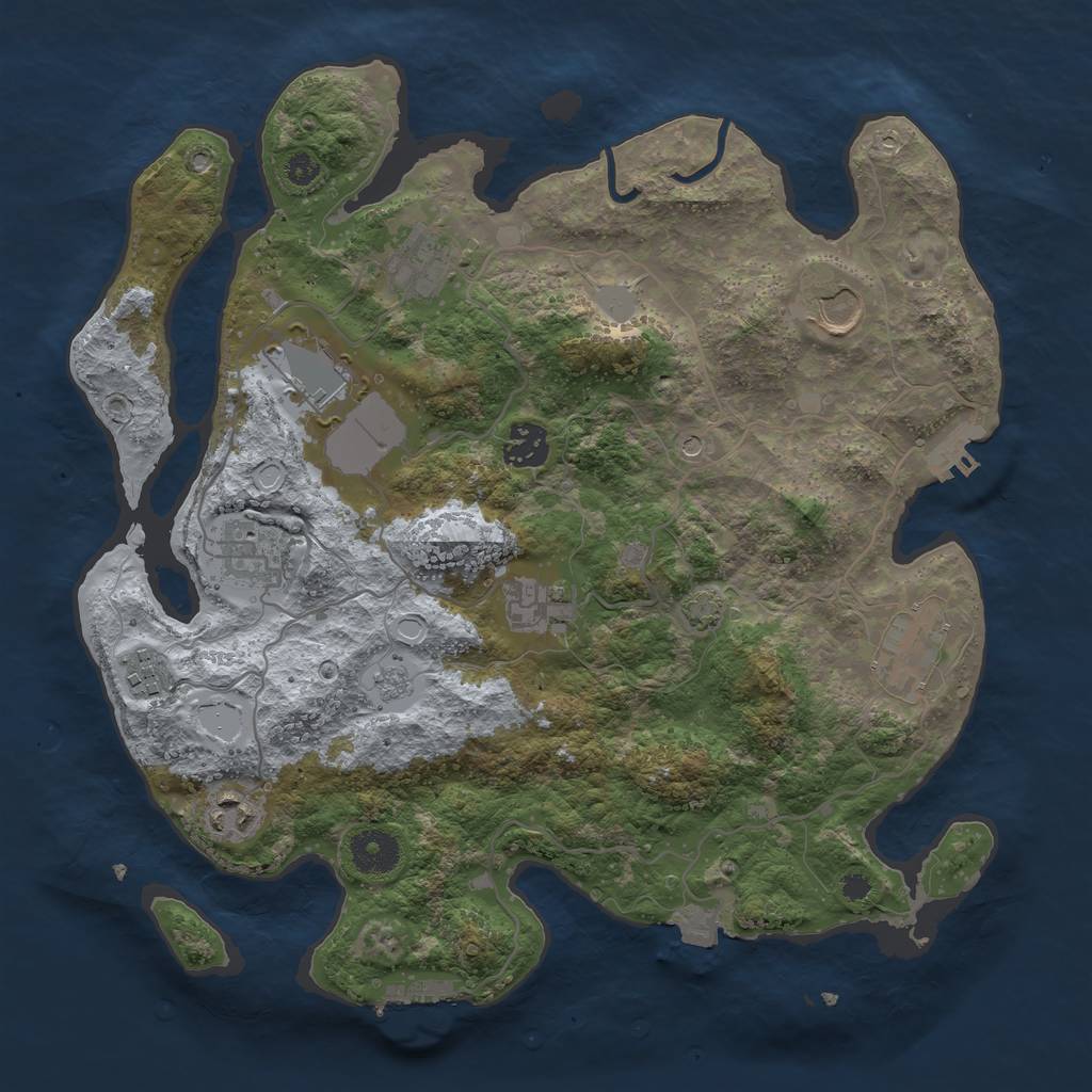 Rust Map: Procedural Map, Size: 3500, Seed: 1674705646, 17 Monuments