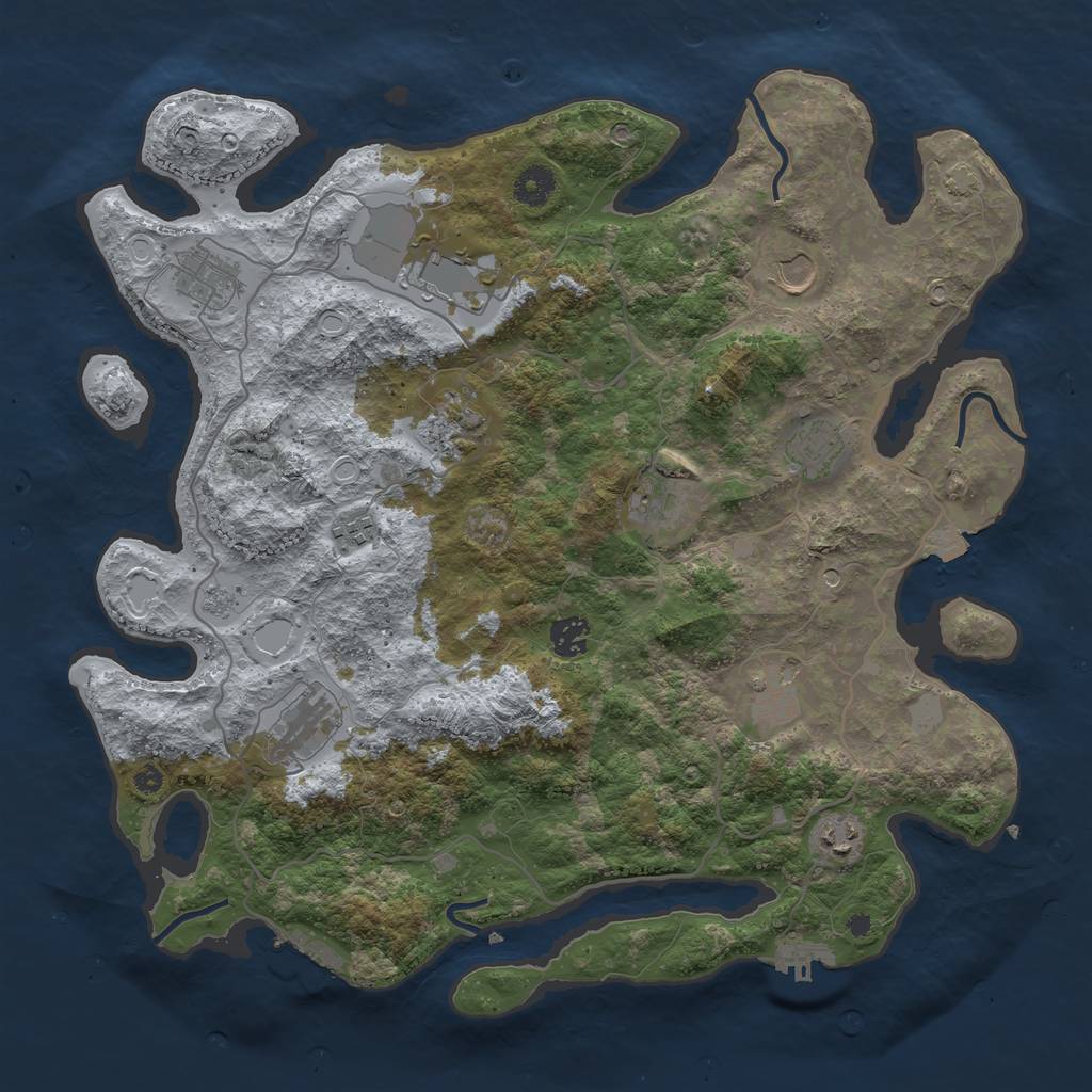 Rust Map: Procedural Map, Size: 4000, Seed: 1623013450, 19 Monuments