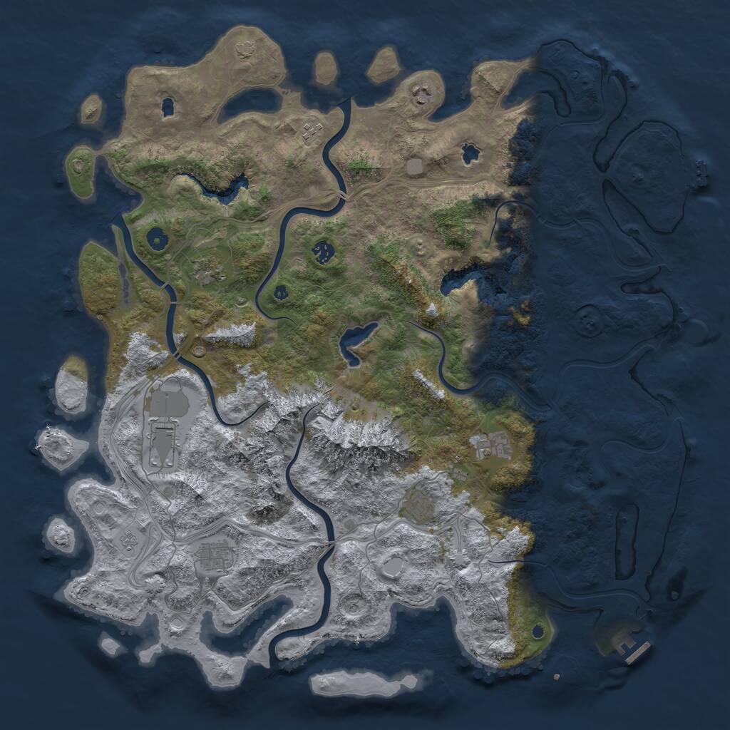 Rust Map: Procedural Map, Size: 5000, Seed: 3004, 14 Monuments